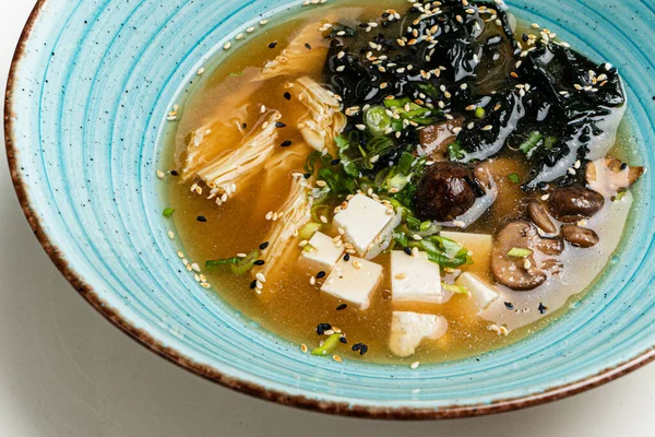 Asiatisk Soppa Med Kyckling Och Tofu — Stockfoto