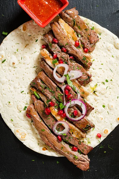 Kebab Con Carne Salsa — Foto Stock