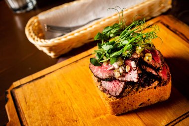 Festive appetizer with dick and vegetables