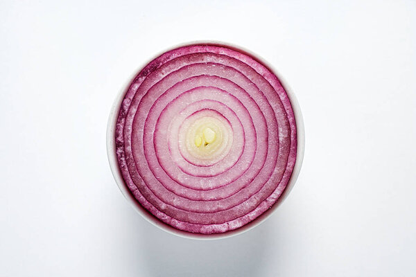 red onion on the white