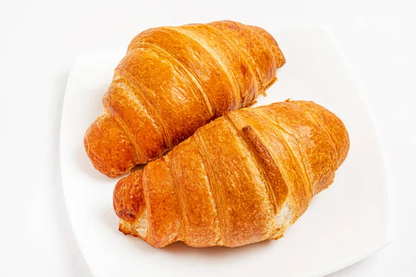 Fresh Tasty Croissants White Background — Stock Photo, Image