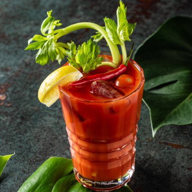 Taşın üzerinde Bloody Mary kokteyli