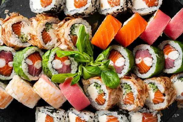 Gourmet Sushi Dark Background — Stock Photo, Image