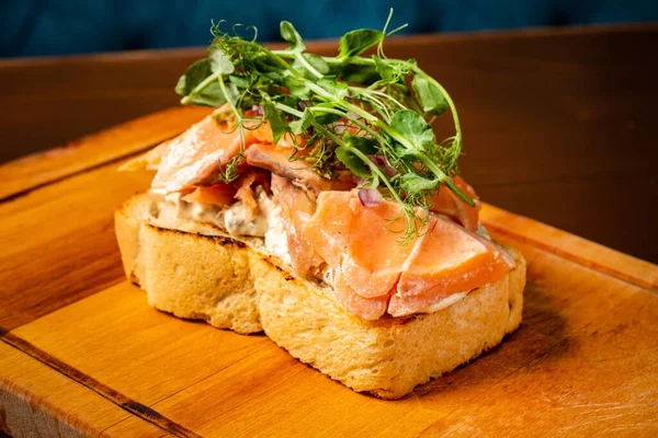 Sandwich Salmon Cheese — Stock Photo, Image