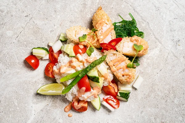 Chicken Rice Vegetables — Stock Photo, Image