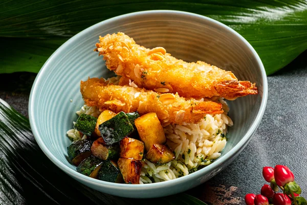 Deep Fried Shrimps Rice — Stock Photo, Image