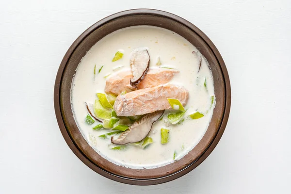 Zupa Kokosem Łososiem — Zdjęcie stockowe