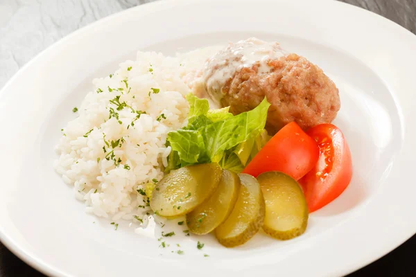 Cutlet with rice — Stock Photo, Image