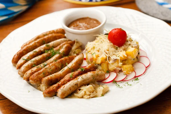 Sausage with cabbage — Stock Photo, Image