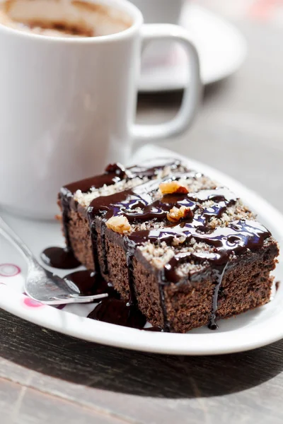 Coffee with brownie — Stock Photo, Image