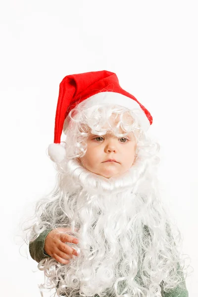 Menino em traje de Papai Noel — Fotografia de Stock