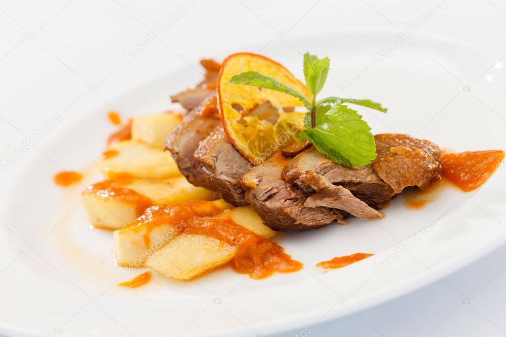 Duck Breast with orange sauce Stock Photo by ©Shebeko 56684883