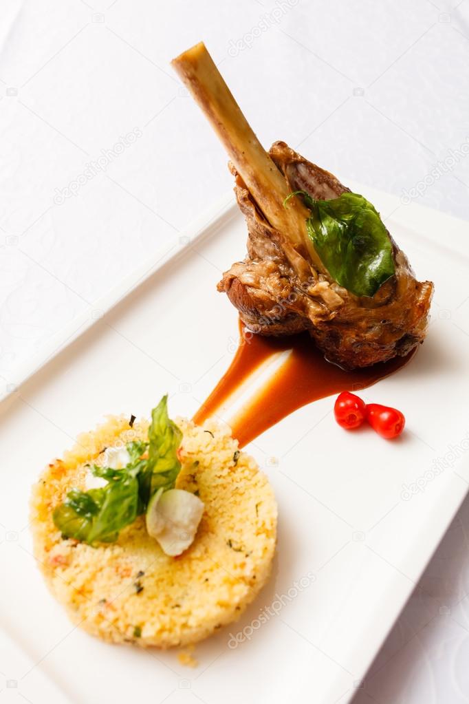 Veal chop with rice