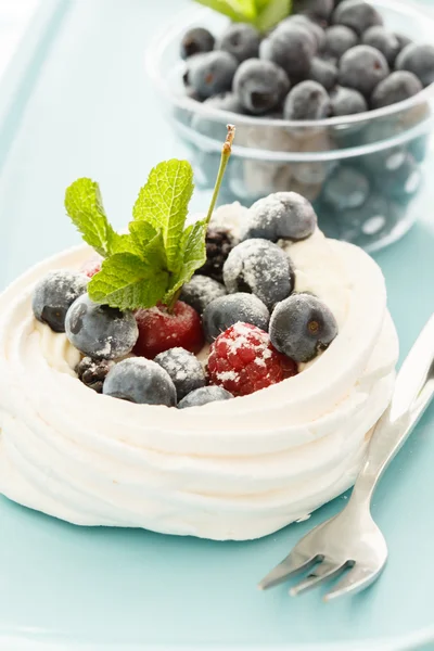 Baiser pavlova mit Luftcreme — Stockfoto