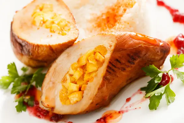 Chicken's breast with rice — Stock Photo, Image