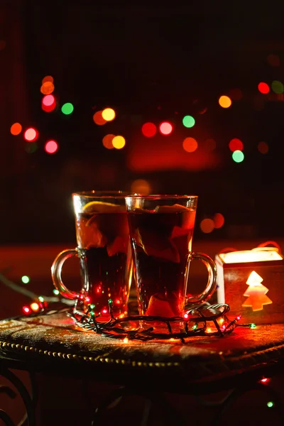 Té y vela de Navidad —  Fotos de Stock