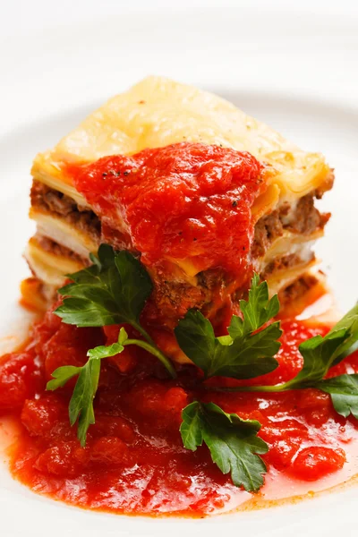 Italian lasagna with sauce — Stock Photo, Image