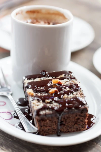 Coffee with brownie — Stock Photo, Image