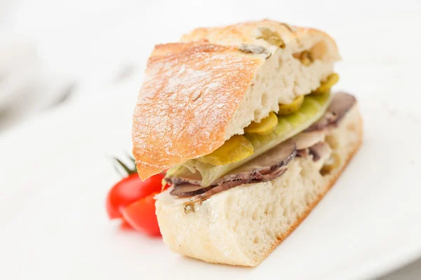 Tasty sandwich with meat — Stock Photo, Image