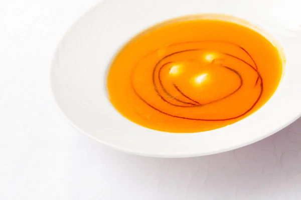 Supă de dovleac în farfurie — Fotografie, imagine de stoc