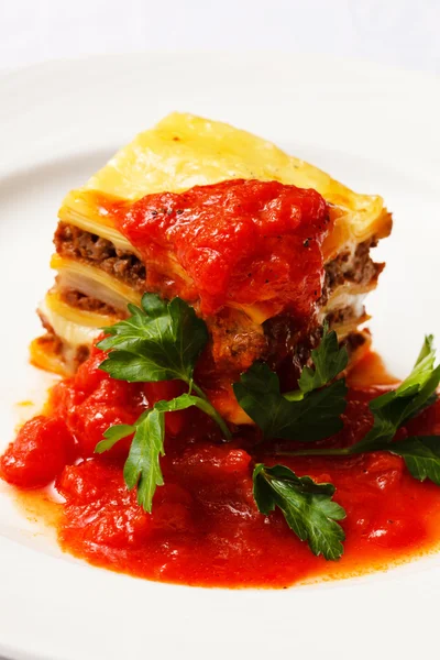 Italian lasagna with sauce — Stock Photo, Image