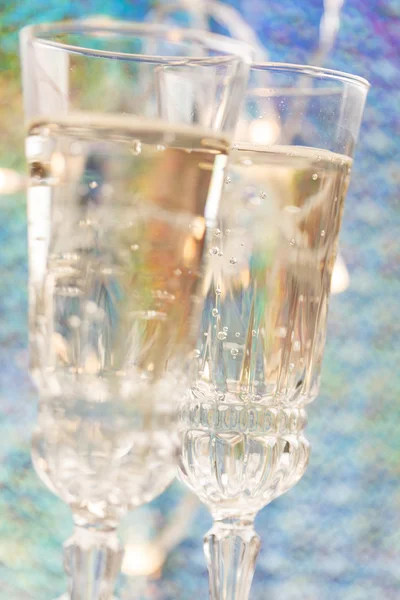 Champagne glasses on table — Stock Photo, Image