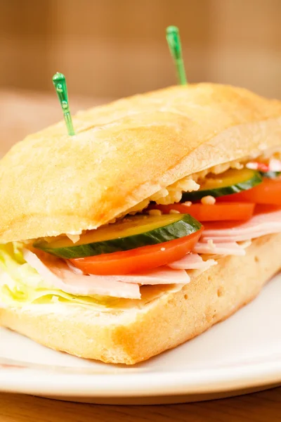 Tasty sandwich with tomatoes — Stock Photo, Image