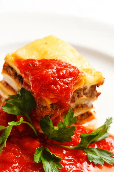 Italian lasagna with sauce — Stock Photo, Image