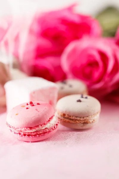 Roze en grijs bitterkoekjes — Stockfoto