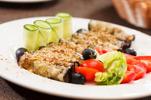 Eggplant rolls on plate — Stock Photo, Image