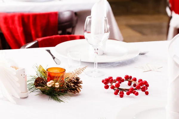 Christmas table with decorations — Stock Photo, Image