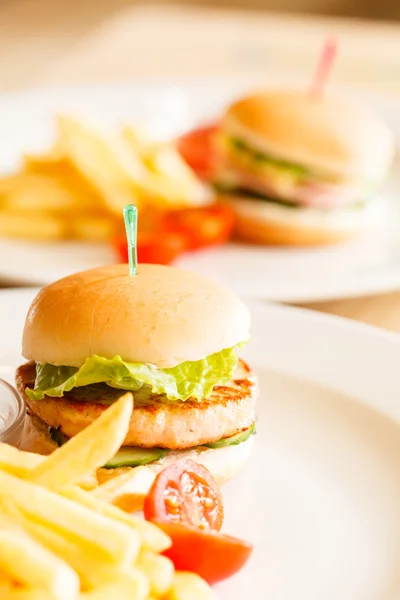 Hamburguesa con papas fritas —  Fotos de Stock