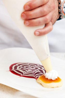 Chef making dessert