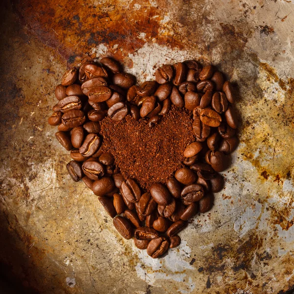 Heart made from coffee beans