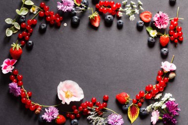 Meyveler ve çiçekler çerçeve