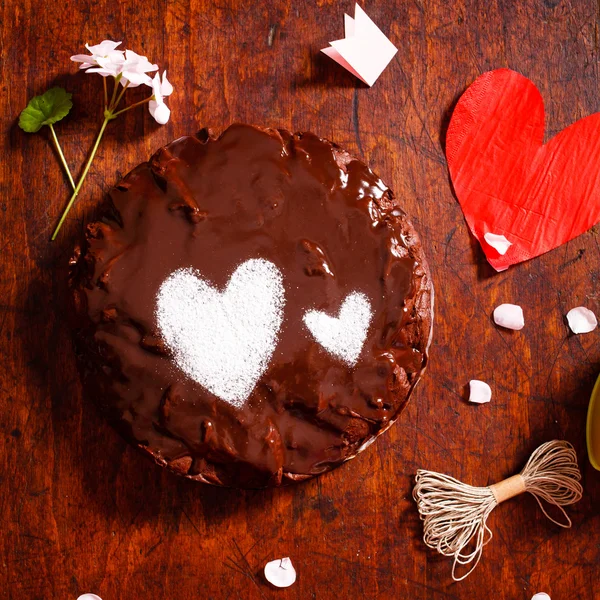 Ciasto czekoladowe z serca — Zdjęcie stockowe