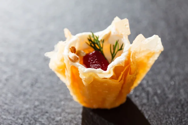 Tasty canape on grey Royalty Free Stock Images