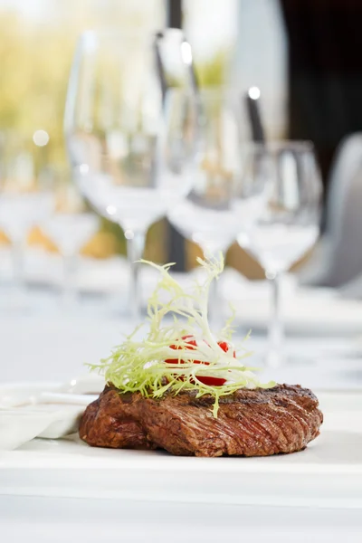 Steak with sauces — Stock Photo, Image