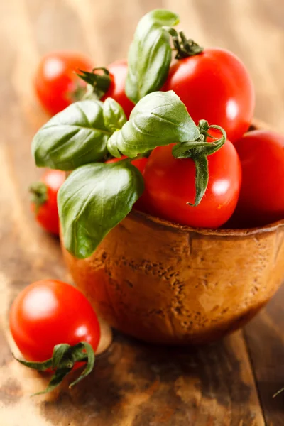 Fresh tomatoes in jar — Stock Photo, Image