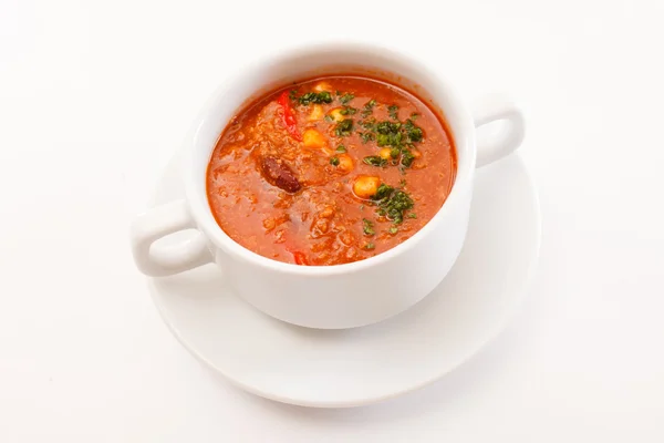 Sopa de tomate na tigela — Fotografia de Stock