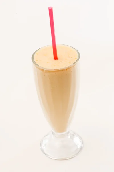 Mango smoothie with straw — Stock Photo, Image