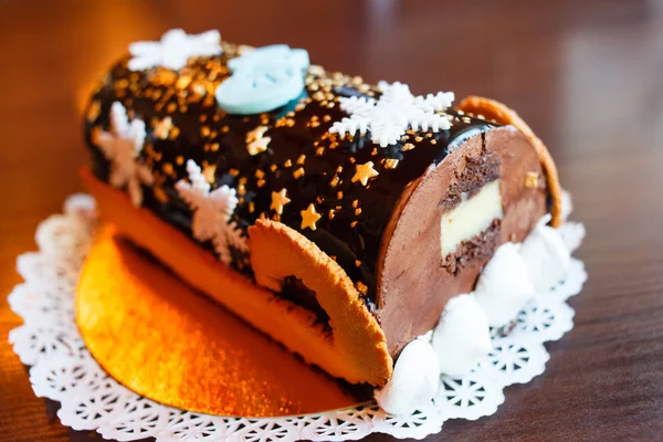 Vánoční čokoládové yule log — Stock fotografie