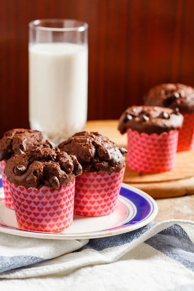 Muffiny v růžové balení — Stock fotografie