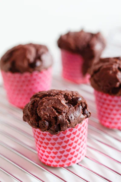 Muffins in pink wrapping — Stock Photo, Image