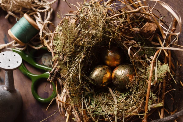 Guldägg i boet — Stockfoto