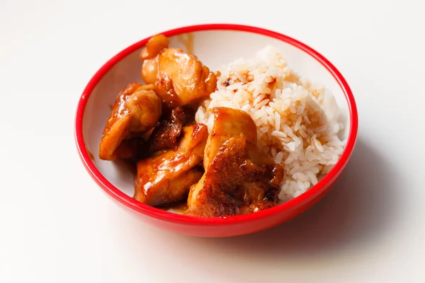 Arroz con carne en plato —  Fotos de Stock