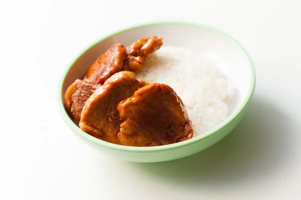 Arroz con carne en plato —  Fotos de Stock