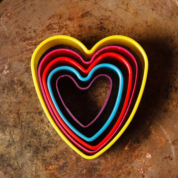 Colorful heart cutters — Stock Photo, Image