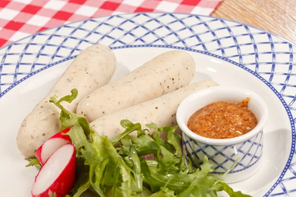 German sausages on plate — Stock Photo, Image