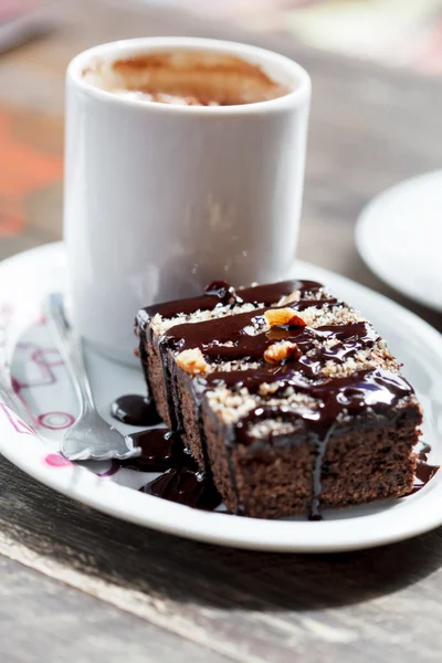 Koffie met brownie — Stockfoto